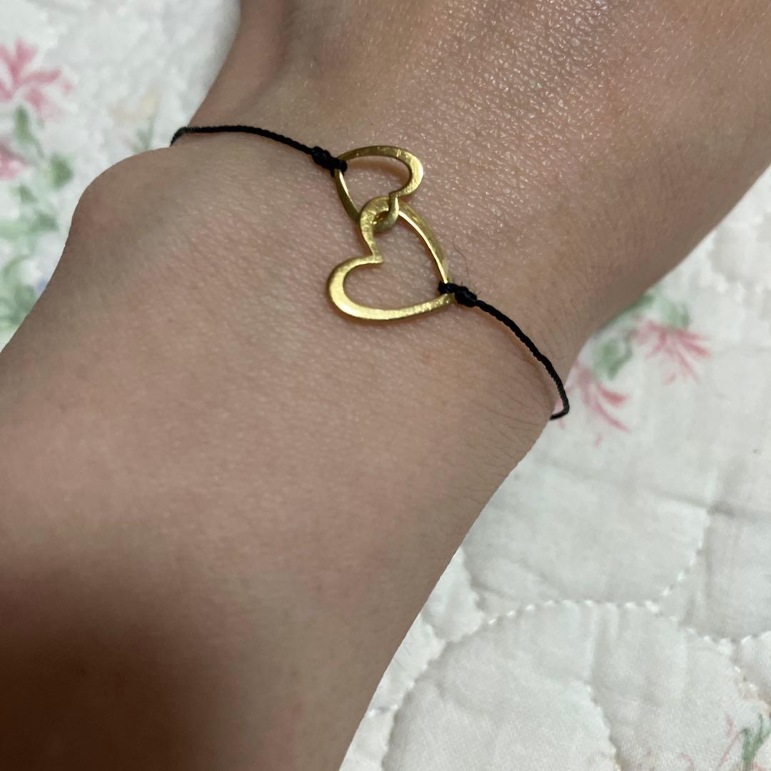 レッドライン　K18YGダブルハートブレスレット