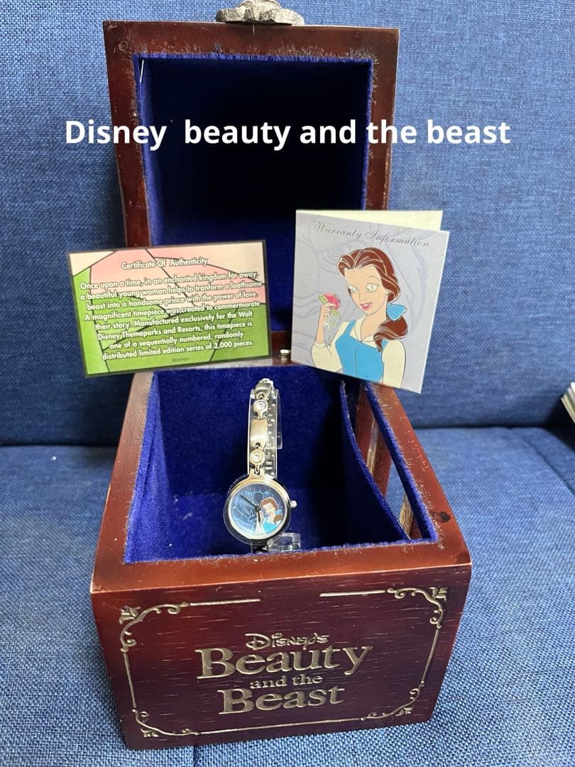 レア！ディズニー美女と野獣ヴィンテージコレクション☆木製ボックス入り腕時計難あり