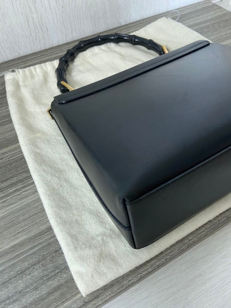 GUCCI ハンドバッグ　バンブー　レザー　ブラック　手持ち　フォーマル　保存袋