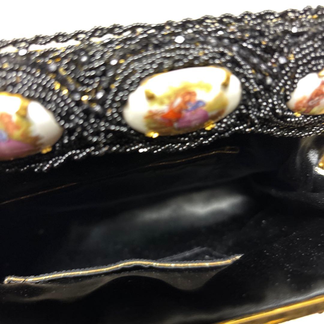 フランス製 アンティーク ヴィンテージ ビーズバッグ 黒 ブラック Benex