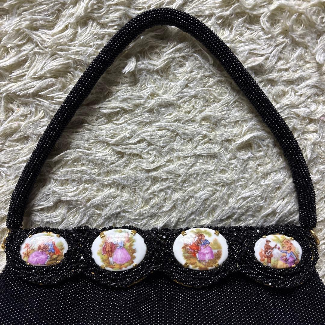 フランス製 アンティーク ヴィンテージ ビーズバッグ 黒 ブラック Benex