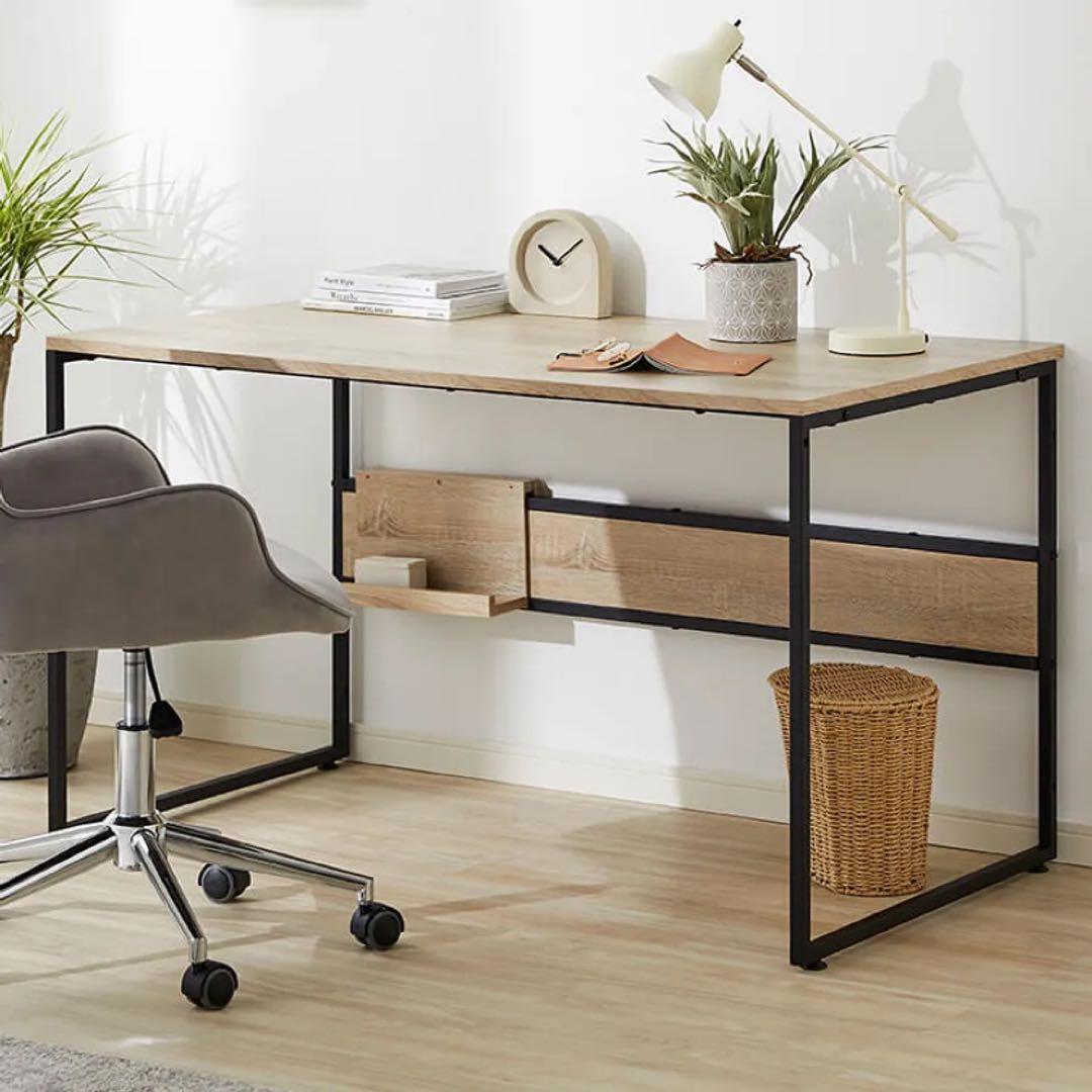 【美品】パソコンデスク タップ収納付き オーク LOWYA ロウヤ