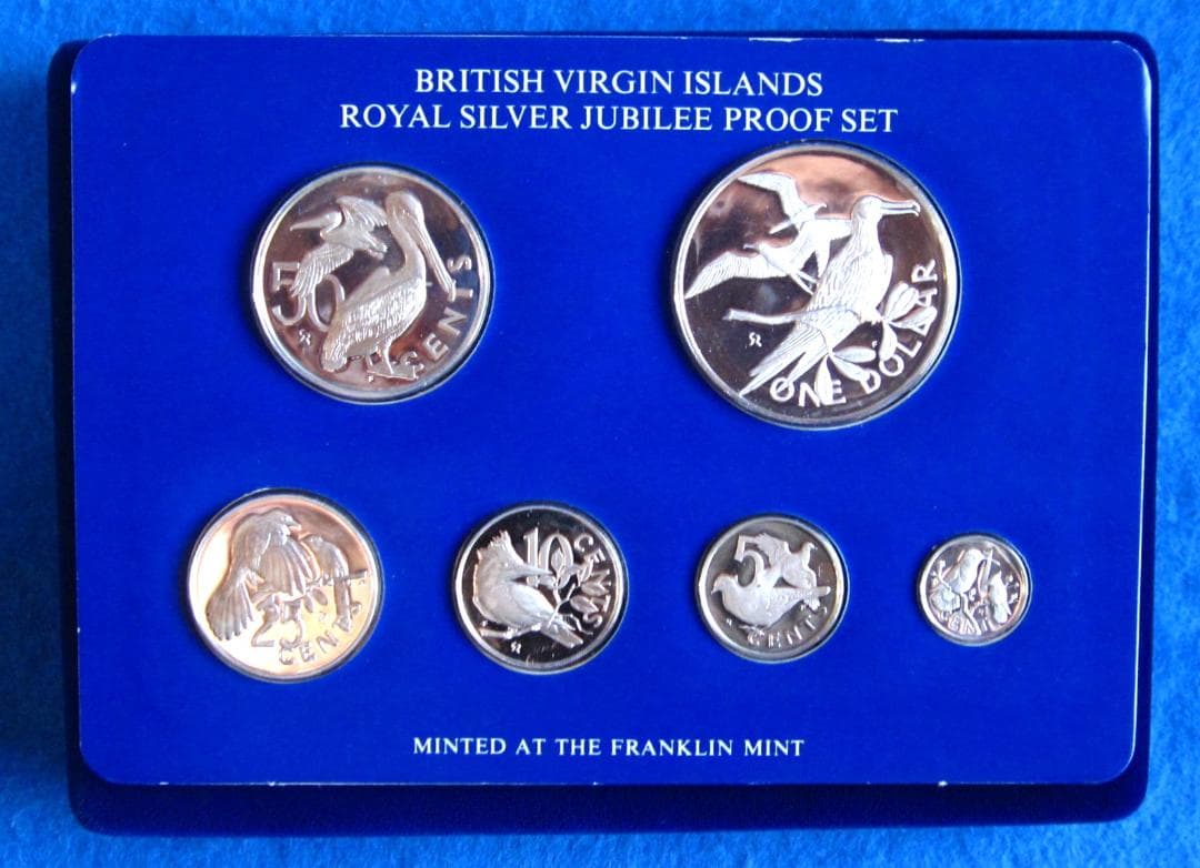 １９７７年　ヴァージン諸島　エリザベス２世女王在位２５年記念　銀貨プルーフセット