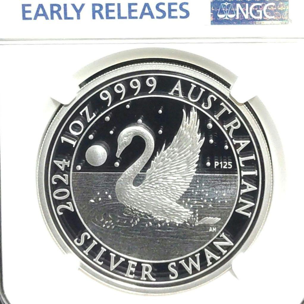 【最高鑑定】2024年 白鳥 1オンス銀貨 NGC PF70 純銀