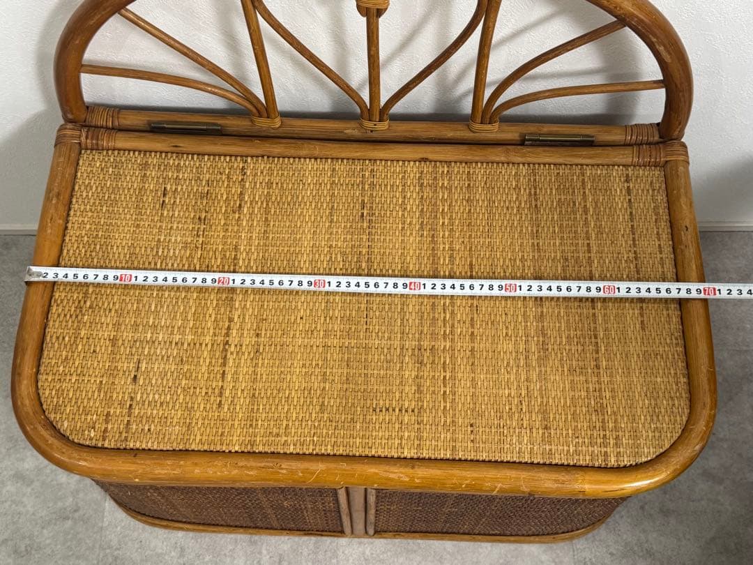 早い者勝ち　ラタン家具　ベンチ　籐家具 ベンチ収納 レトロ　ヴィンテージ　ハート