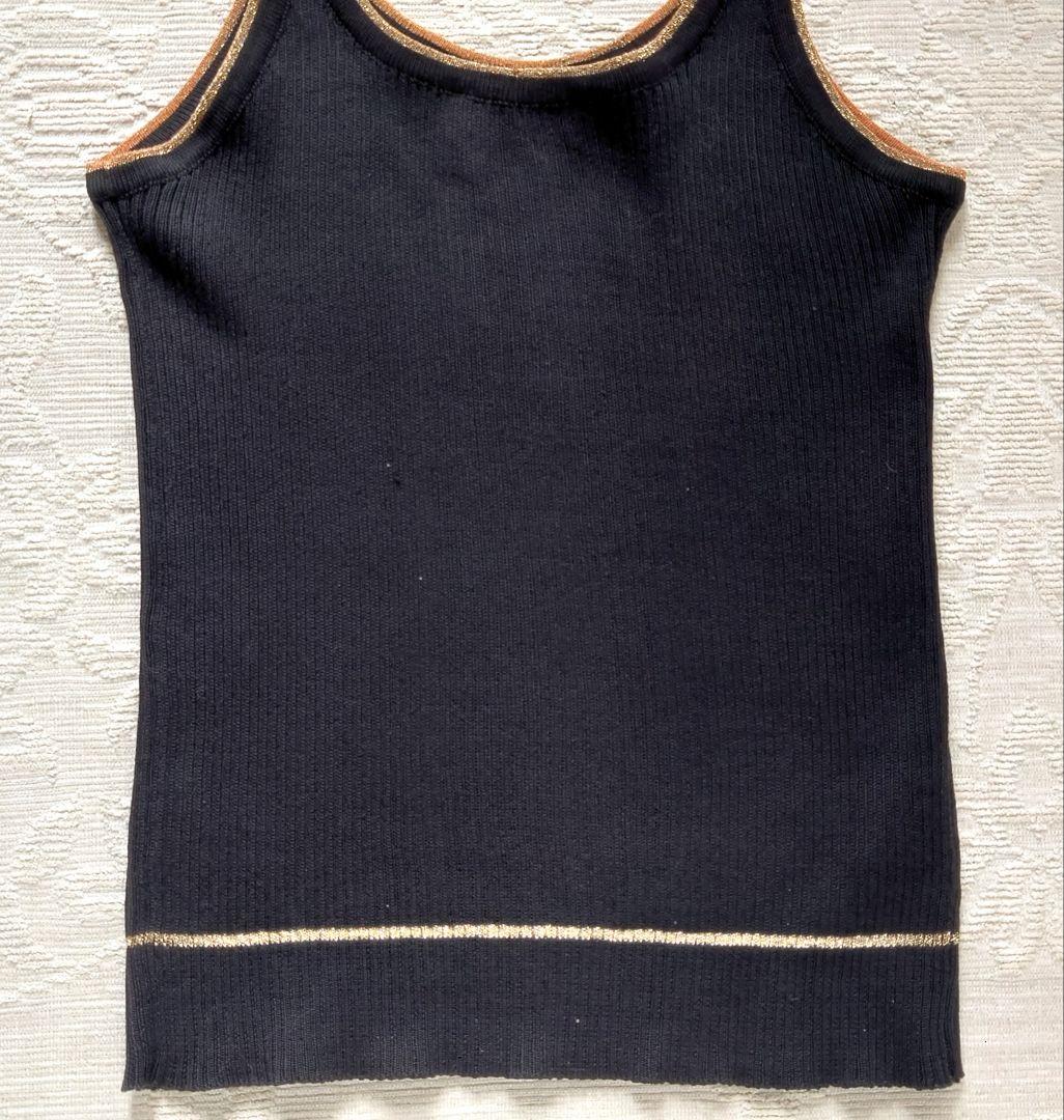 セリーヌ　　タンクトップ　リブニット　イタリー製　黒　ゴールドライン