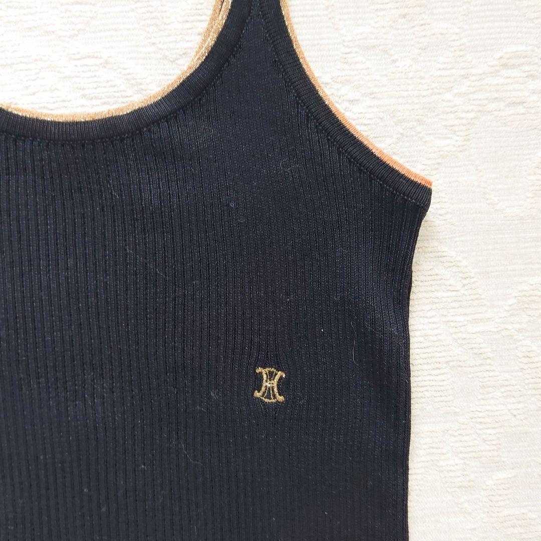 セリーヌ　　タンクトップ　リブニット　イタリー製　黒　ゴールドライン