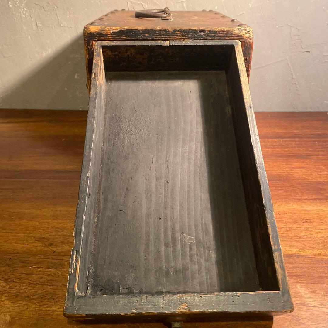 明治 硯箱 時代金具銭函 小引き出し アンティーク 骨董品 古道具 コレクション