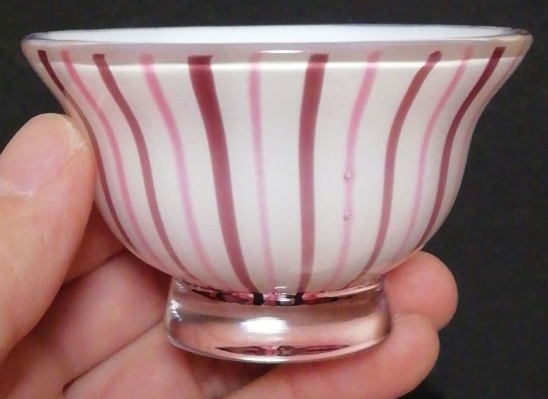 由水常雄作　ガラス　ファンシード　ベニス　ぐい呑　共箱　酒器