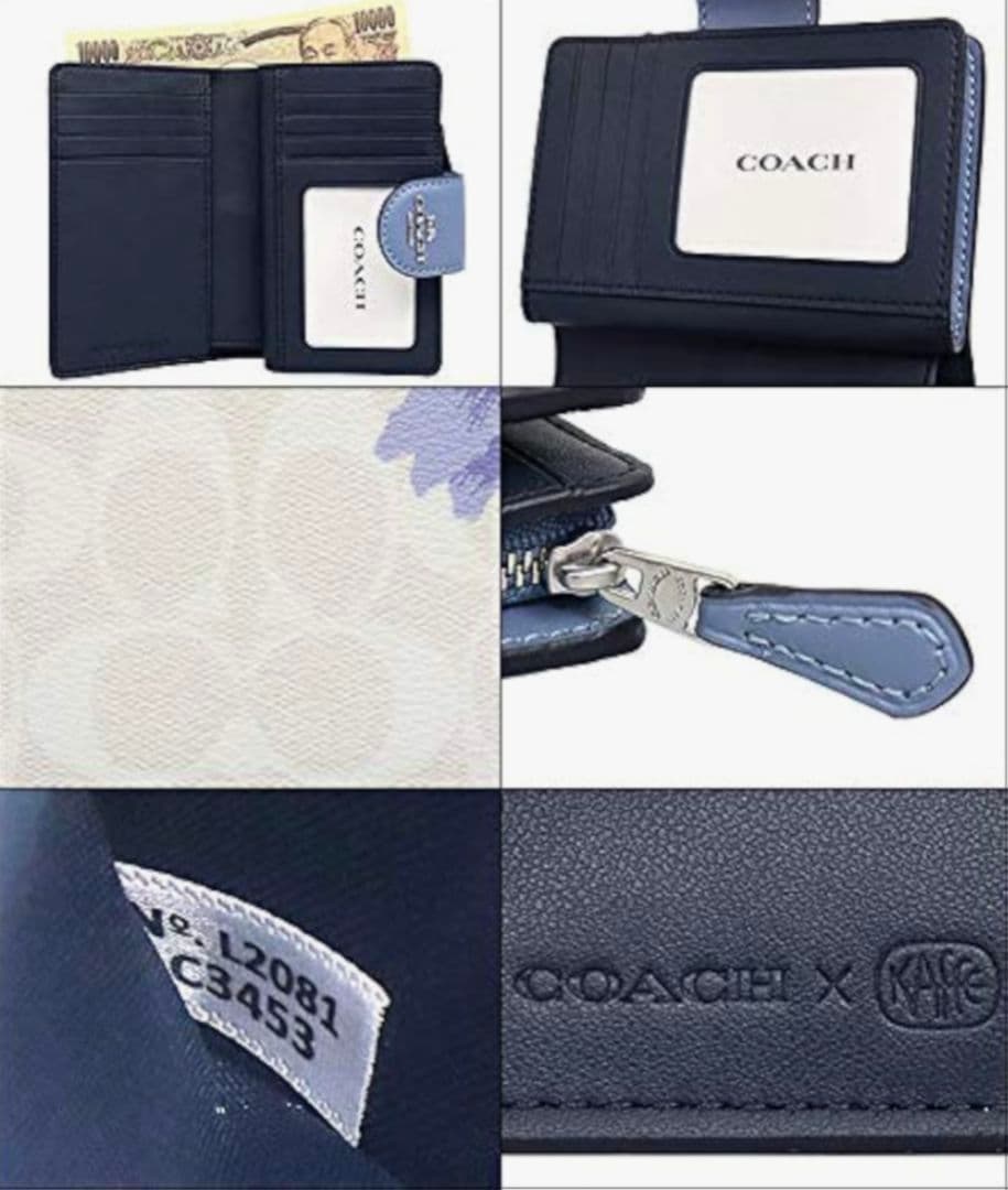 COACH 花柄 二つ折り財布 コンパクト
