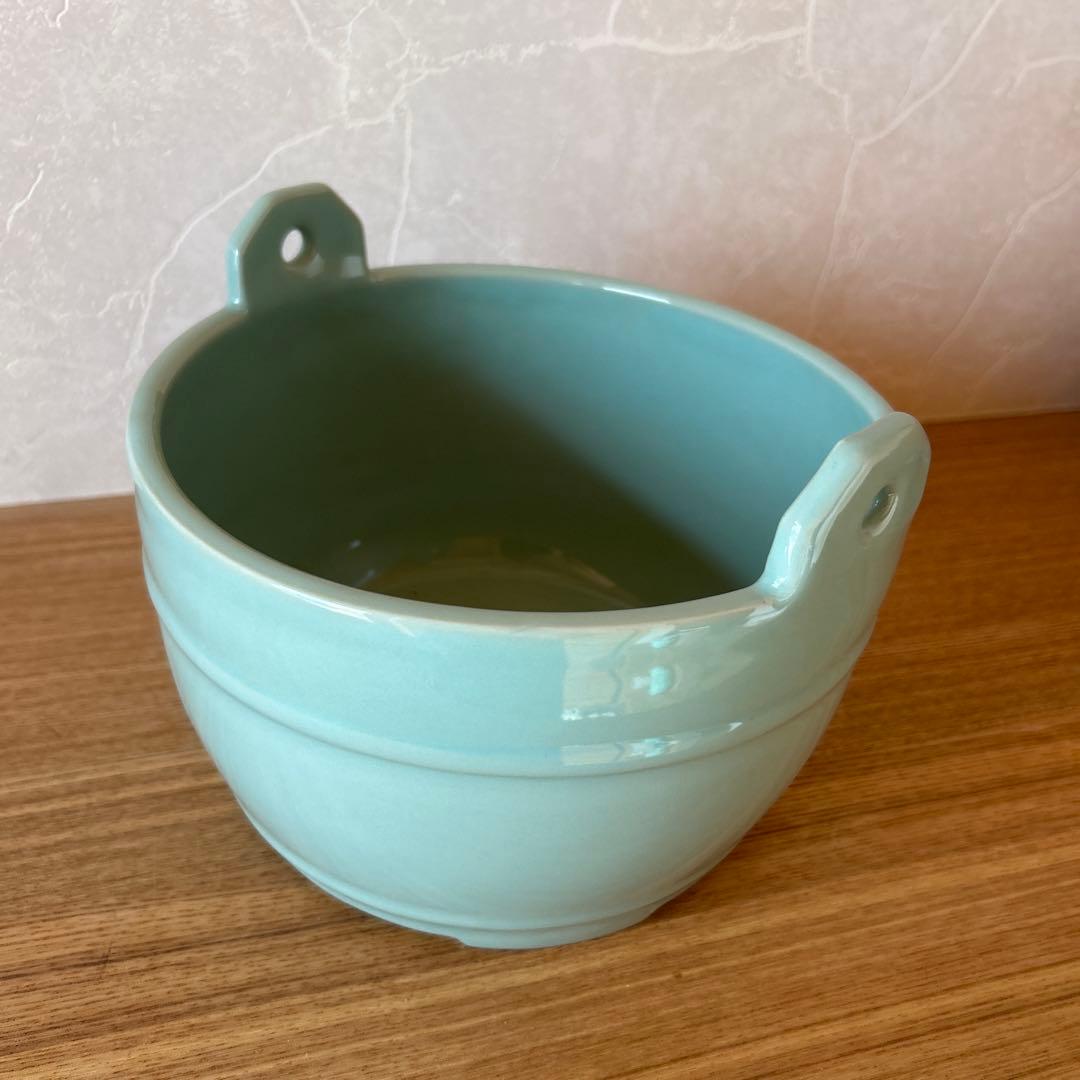 平安　富田静山　青磁手桶形　平水指　割蓋　茶道具