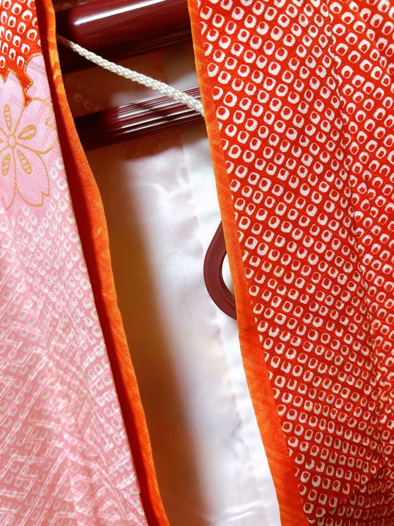 訳あり特価品♡七五三　7歳　女の子　ピンク　赤　鹿の子柄