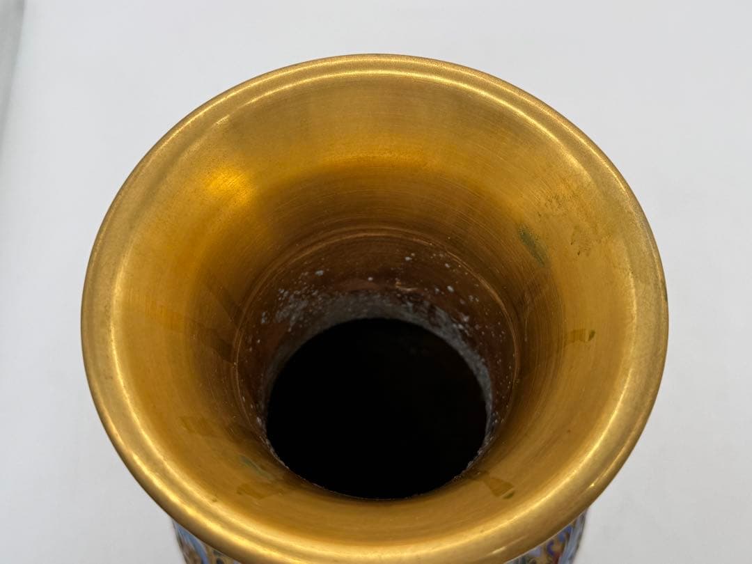 中国　七宝焼　花鳥紋瓶　送料込み260113