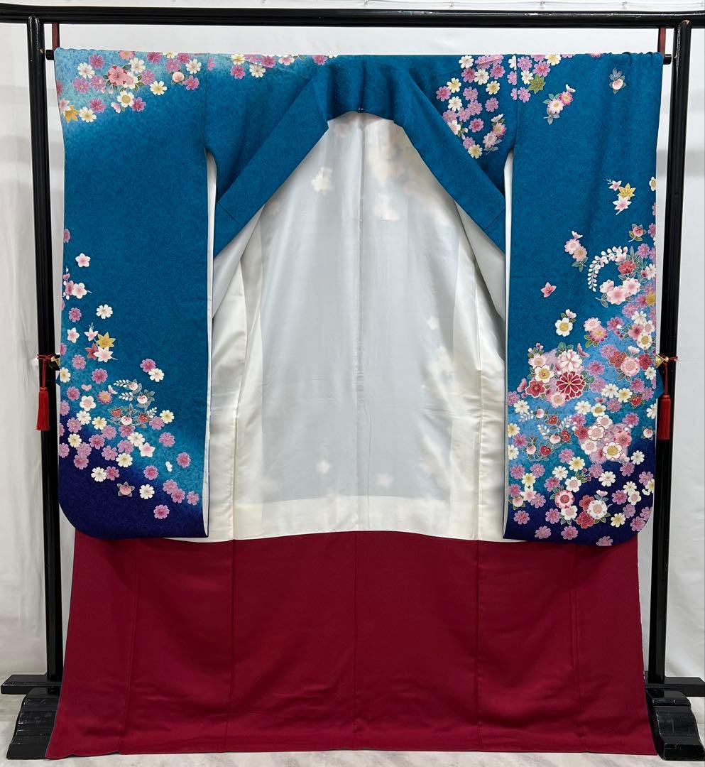 振り袖　フルセット　別誂長襦袢付　成人式　金彩加工　刺繍入り　銀通し　622