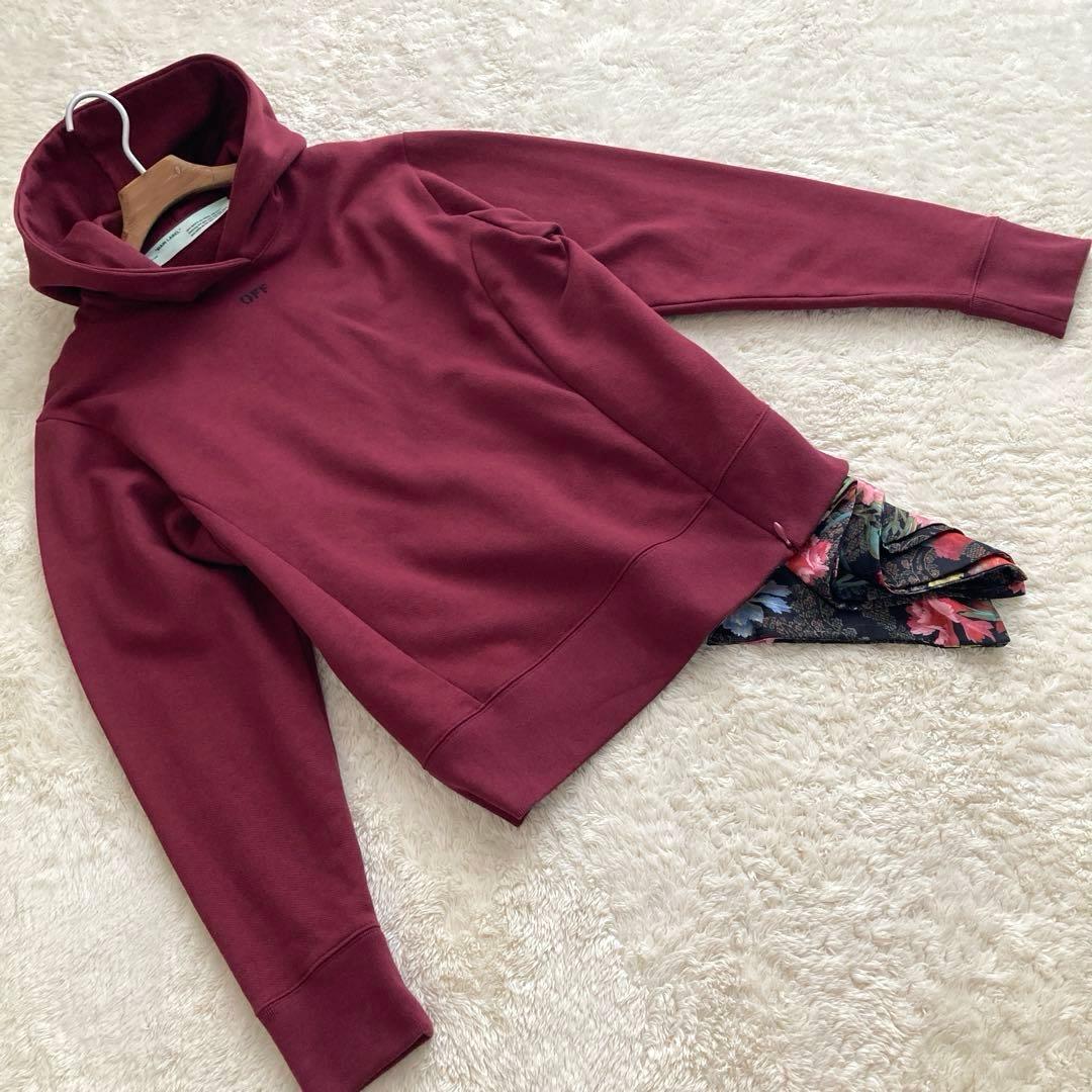 極美品！OFF-WHITE オフホワイト　プルオーバー　パーカー　アシンメトリー