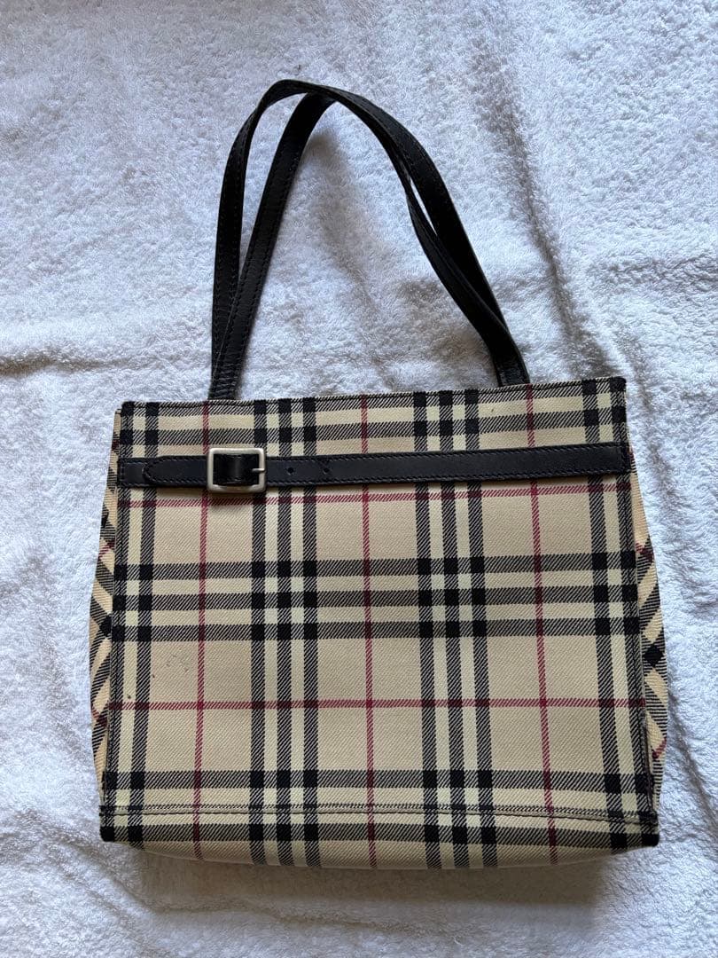 BURBERRYバーバリー 真品保証チェック柄キャンバスハンドバッグ
