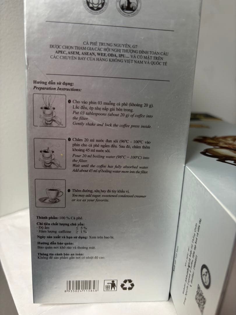 Trung NguyenコーヒーSang Tao 8セット 500g x2個