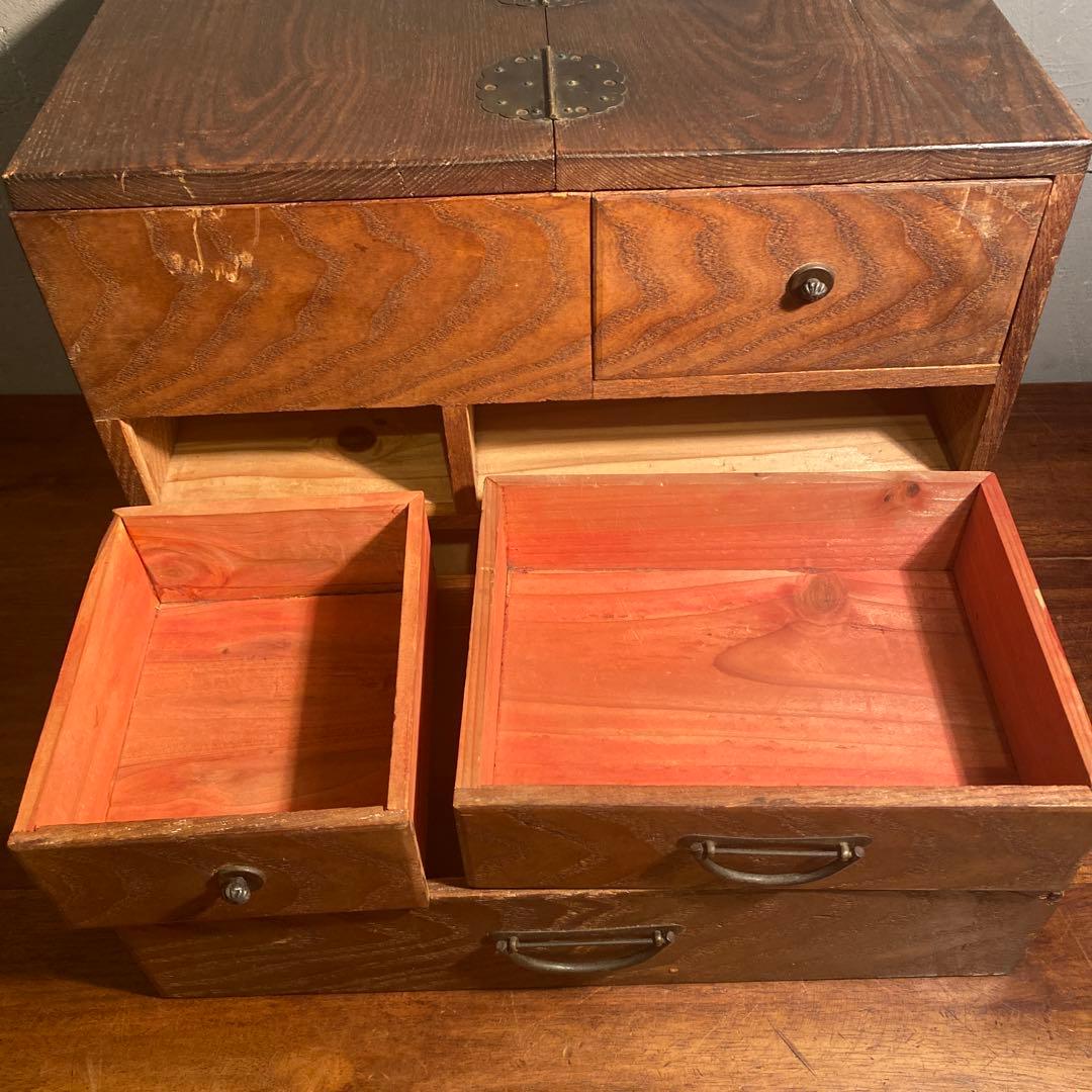 大正 昭和初期 時代物 裁縫箱 銭函 小引き出し アンティーク家具 骨董品