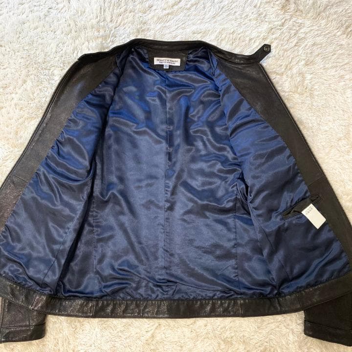 【XLサイズ】ビューティー&ユース ユナイテッドアローズ】レザージャケット・黒