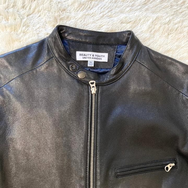 【XLサイズ】ビューティー&ユース ユナイテッドアローズ】レザージャケット・黒