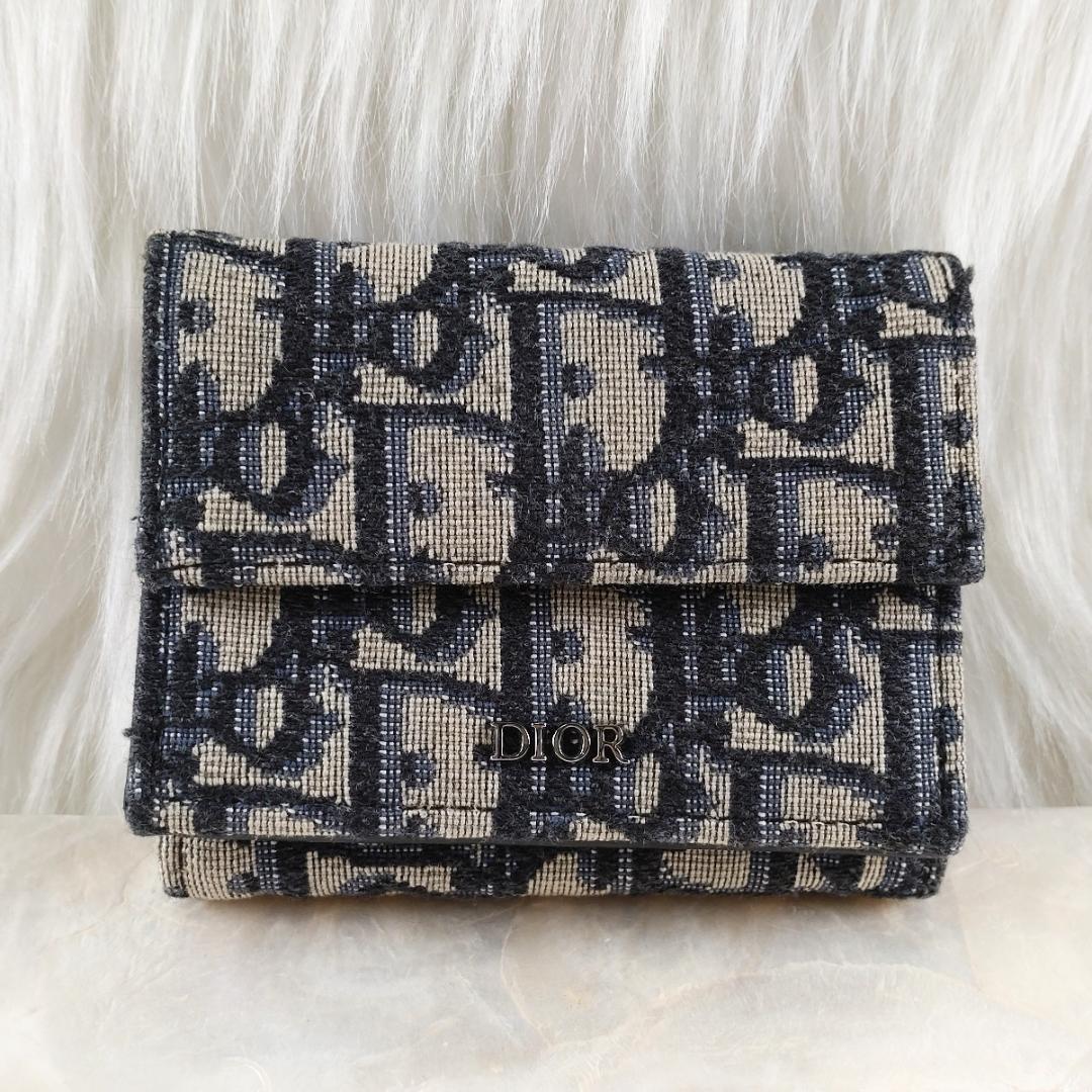 極美品・現行✨クリスチャンディオール 財布 三つ折り オブリーク レディース