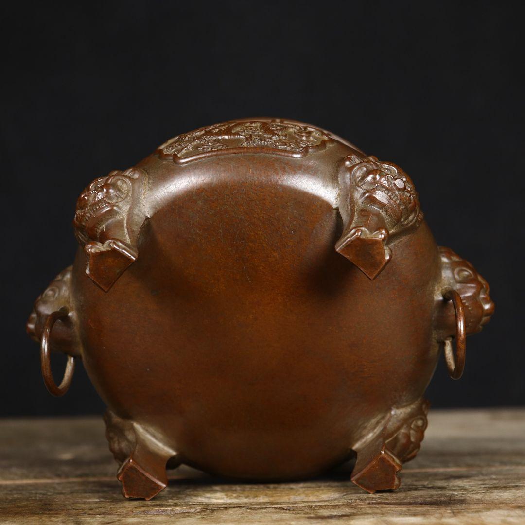 銅製 香炉 三足香炉 龍鳳香炉 薫香炉 仏堂挿し香炉 装飾品 工芸品 置物