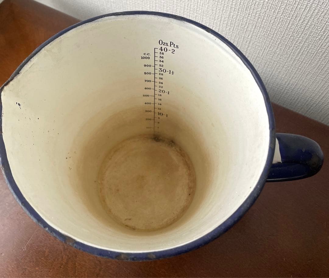 フランスアンティーク　琺瑯ジャグ　100年以上アンティーク　ピッチャー