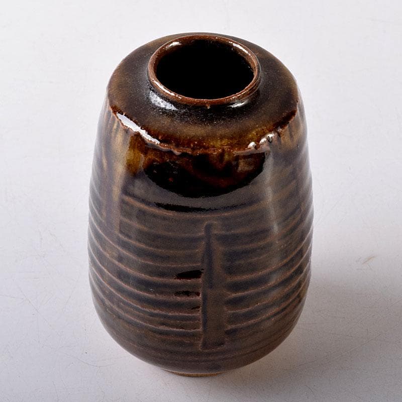 茶道具　膳所焼　陽炎園造　淡海ぜぜ　茶入　仕覆付　時代箱　V　8210