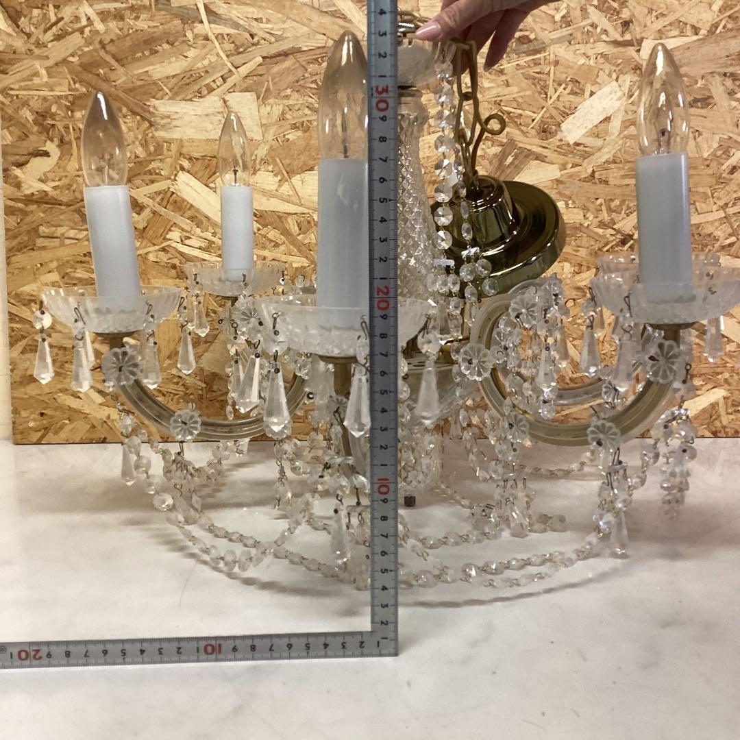 ヤマギワ　クリスタルビーズの6灯　アンティーク　シャンデリア　100V（H100