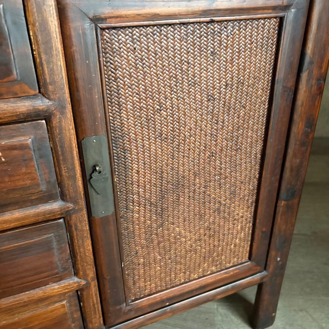 ヴィンテージ　キャビネット　サイドボード　シーシャムウッド　アジアンスタイル