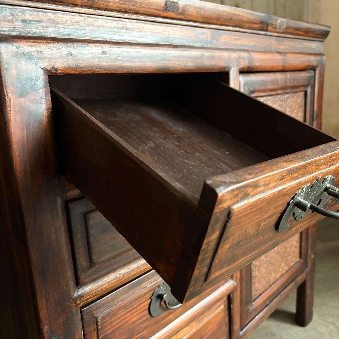 ヴィンテージ　キャビネット　サイドボード　シーシャムウッド　アジアンスタイル