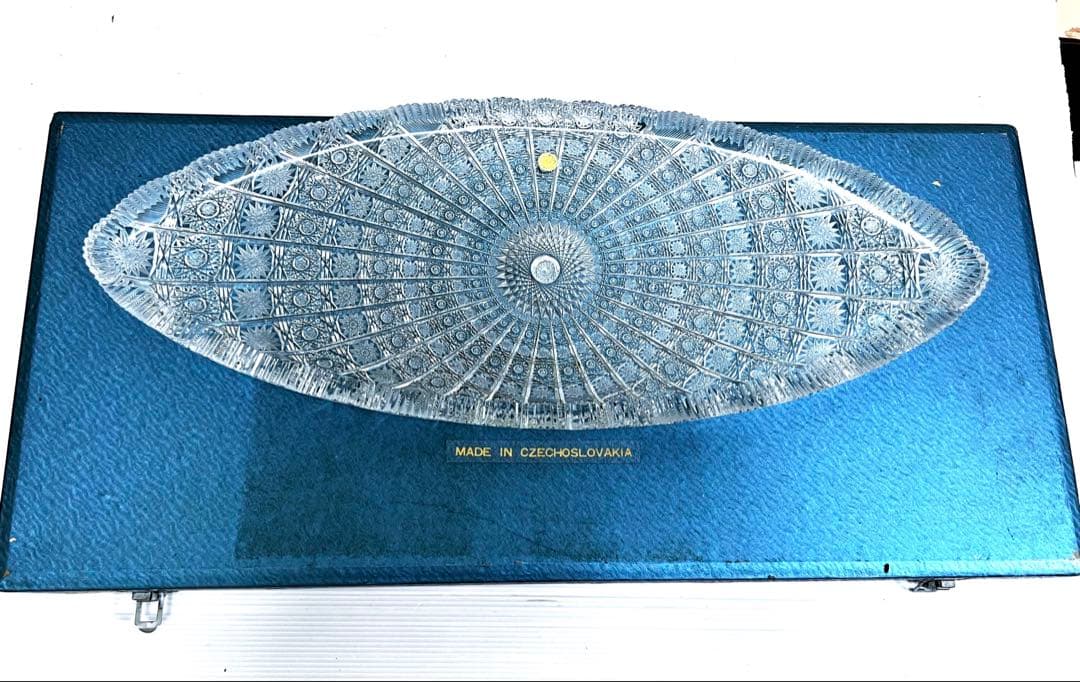再々値下❣️新品 ボヘミア 高級 クリスタル ハンドメイド プレート 楕円形 大皿