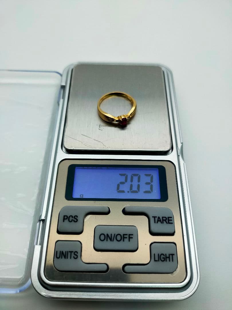 K18 18金 一粒 ルビーリング 指輪 12号 ダイヤモンド