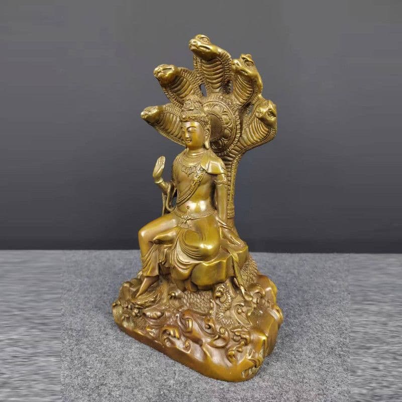 銅器 仏像 竜樹菩薩 蛇仙 仏堂 供養 鎮宅 辟邪 開運風水 招財 置物 工芸品