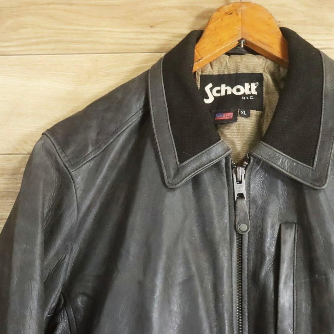 Schott ショット 本革 レザーフライトジャケット シングルライダース