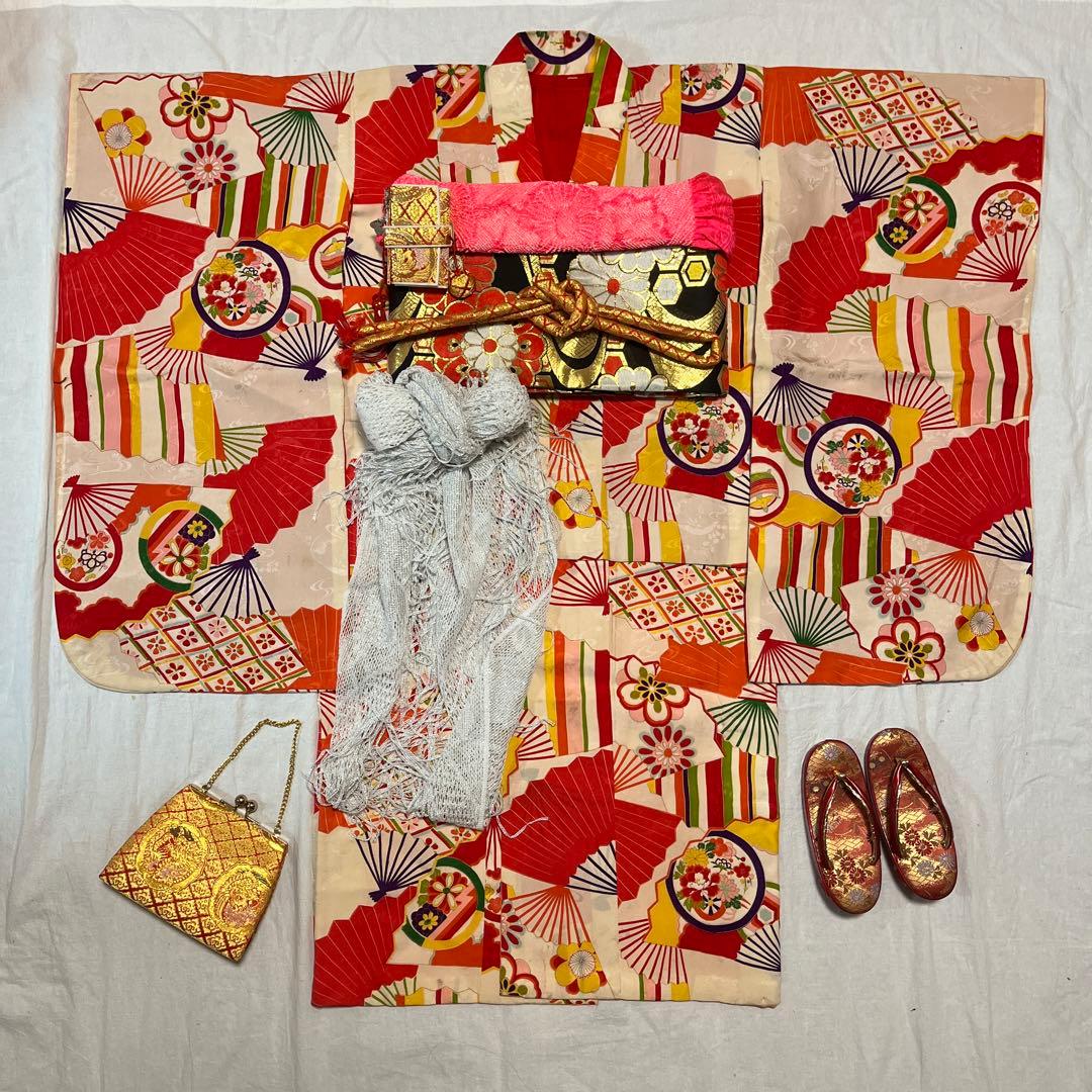 七五三　5歳　7歳　女の子　正絹　アンティーク