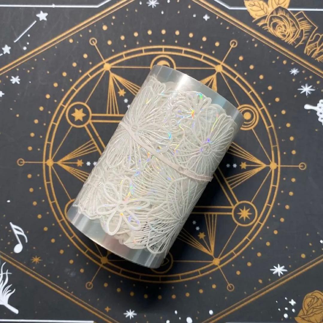 【9268】海外　マステ　中古巻　貝殻光マスキングテープ　お花系