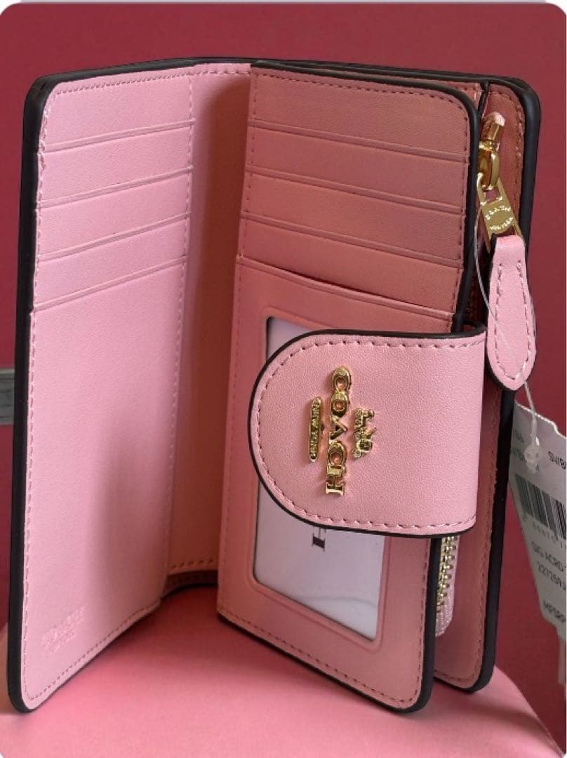 COACH 二つ折り財布 ブラウン/ピンク