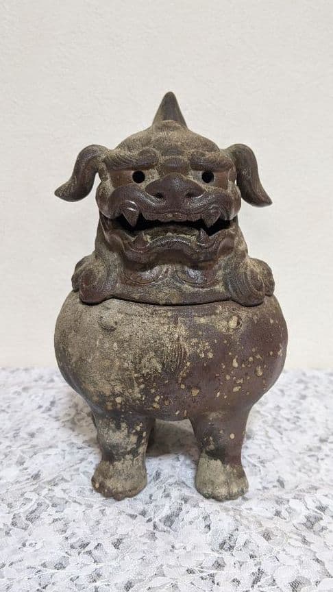 備前焼　香炉　獅子