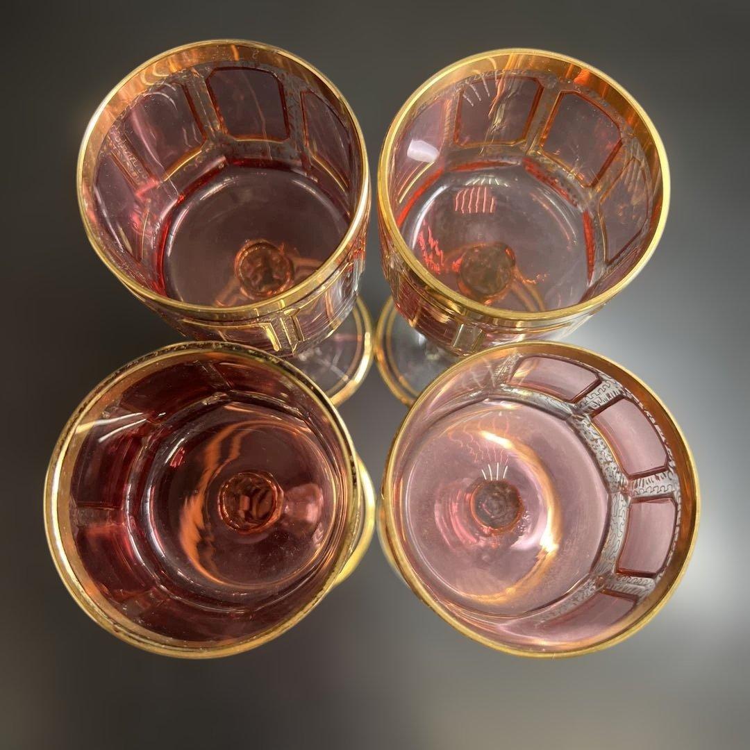 ボヘミア　パネルグラス4点　高さ17.6㎝　東Y7-1020☆1F