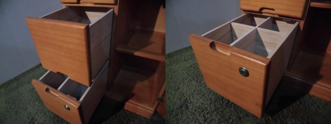 送料無料★新品大容量桐引出いっぱいルーバー扉電話FAX台・キャビネット鍵付