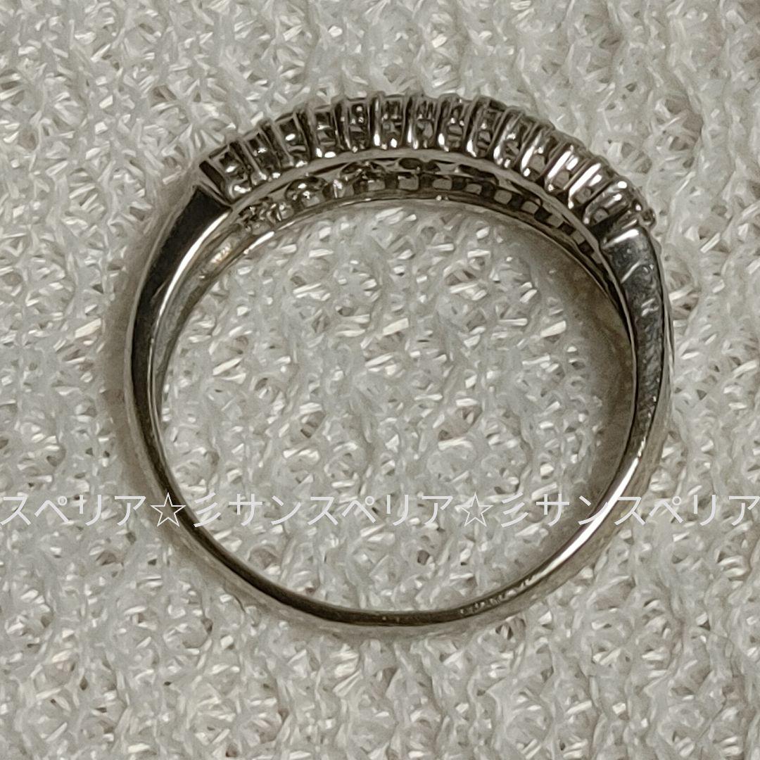 最終お値下げ Pt900 一文字0.5ct ダイヤモンドデザインリング