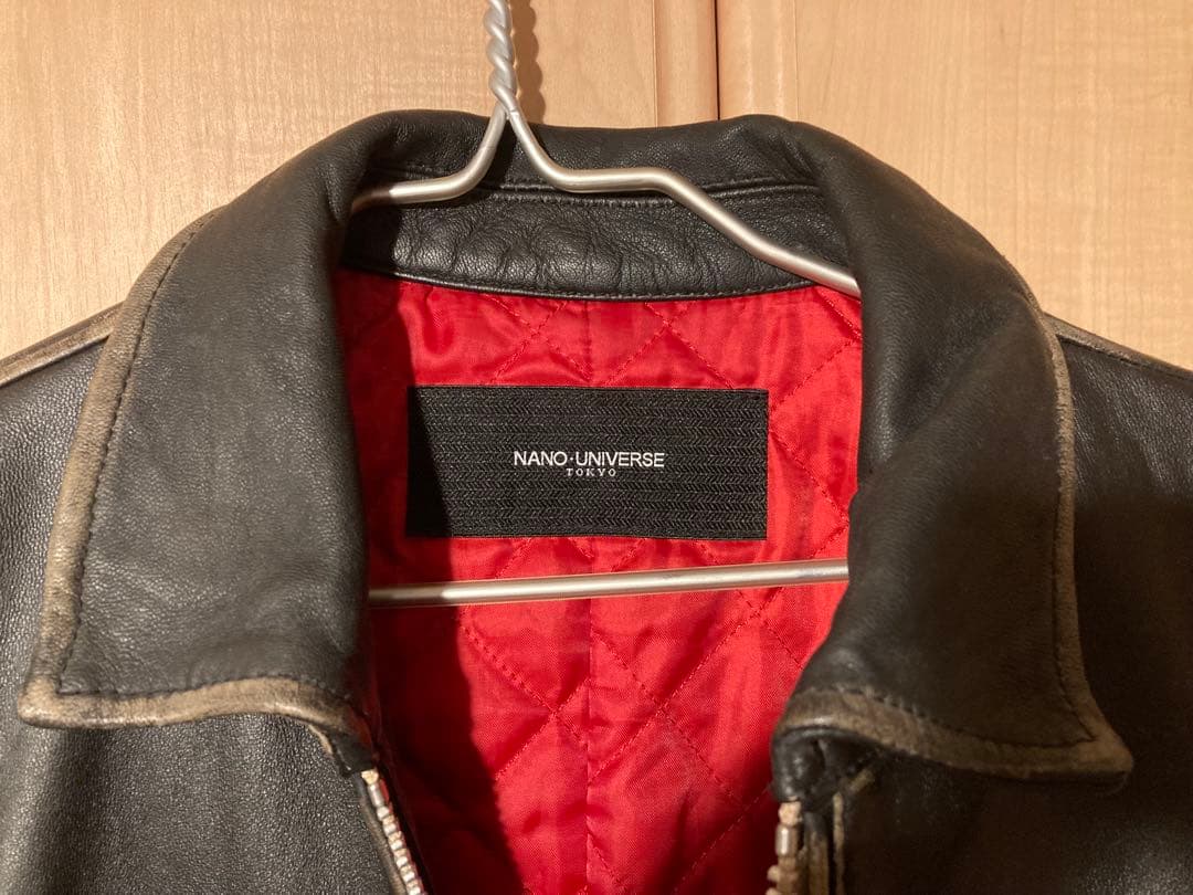 メンズ レザー シングルライダースジャケット 黒 赤裏地