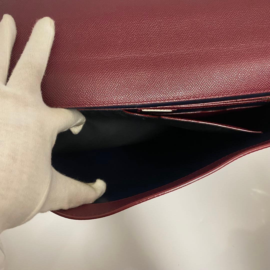 BVLGARI レザー ワインレッド チャーム ビジネスバッグ ブリーフケース