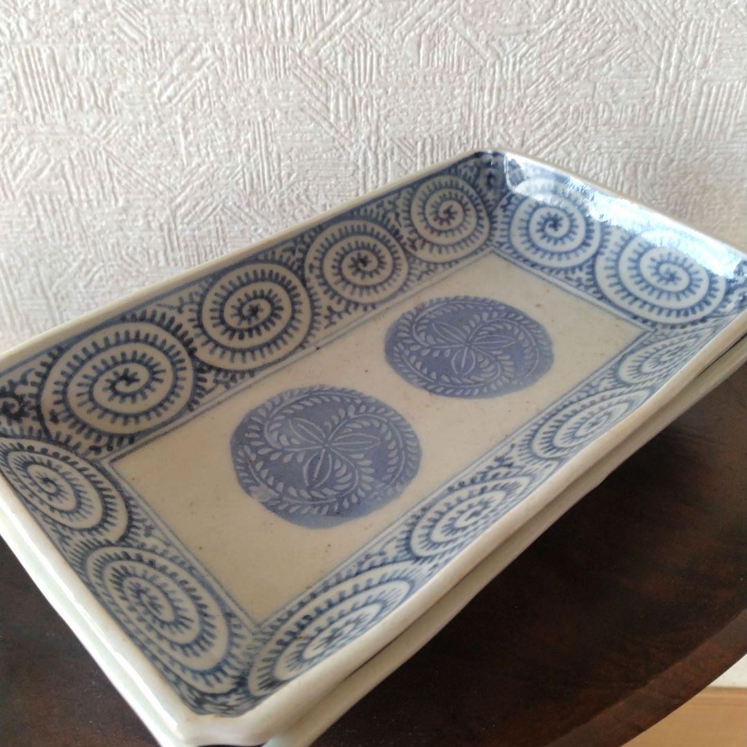 《新春セール！》古伊万里切込焼蛸唐草長皿二客