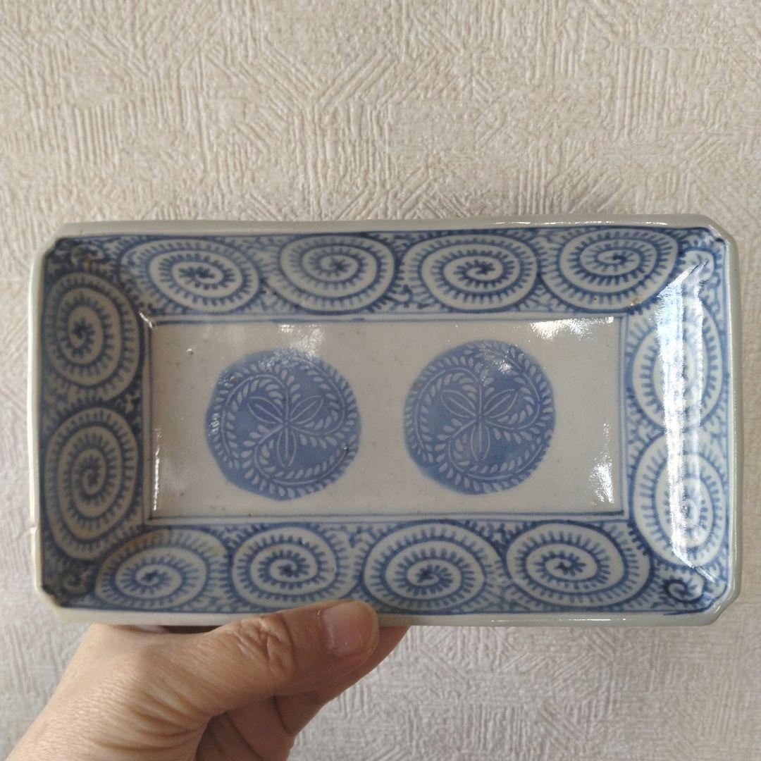 《新春セール！》古伊万里切込焼蛸唐草長皿二客