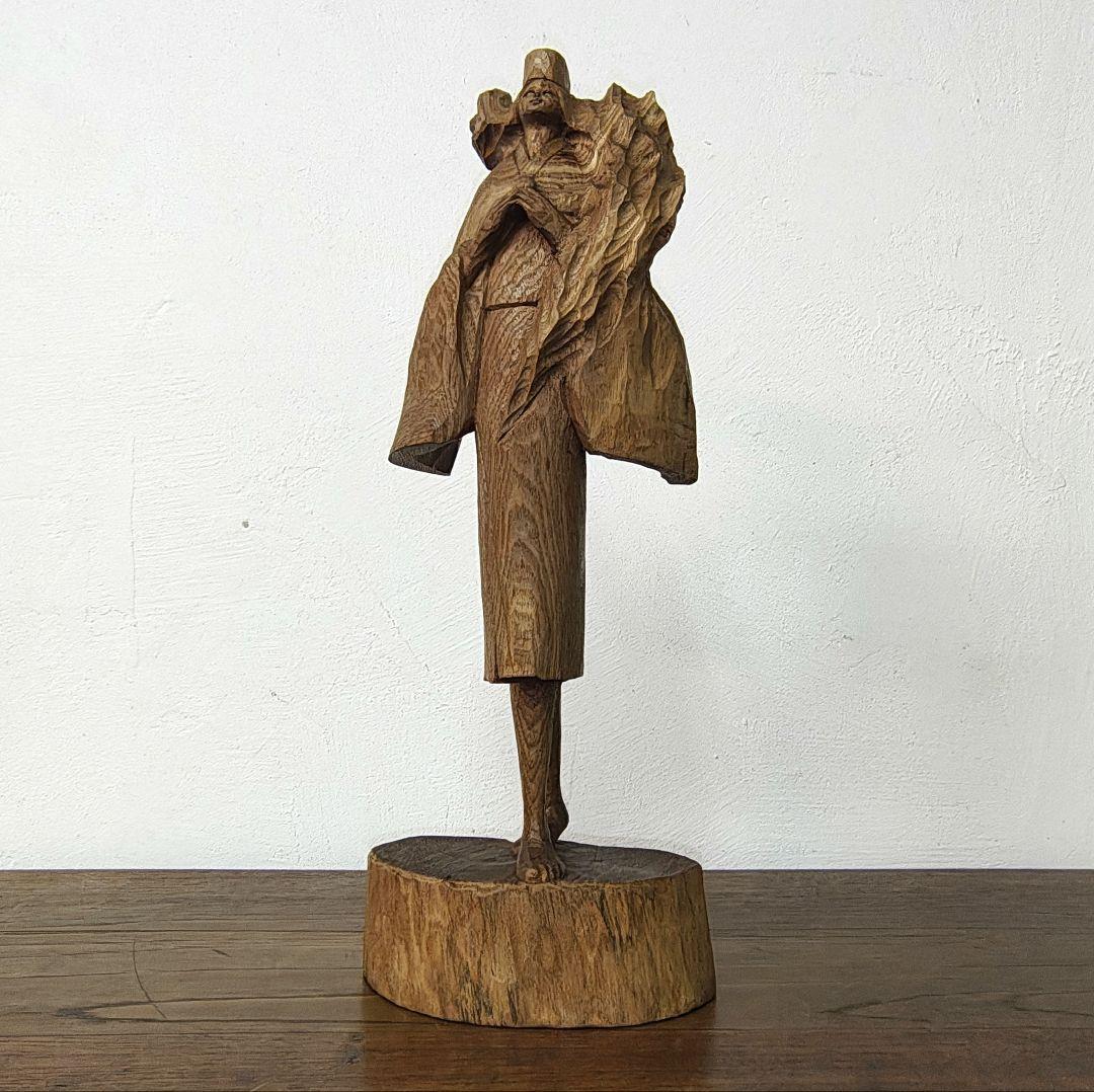 アイヌ　木彫り　彫刻　一刀彫　槐　メノコ