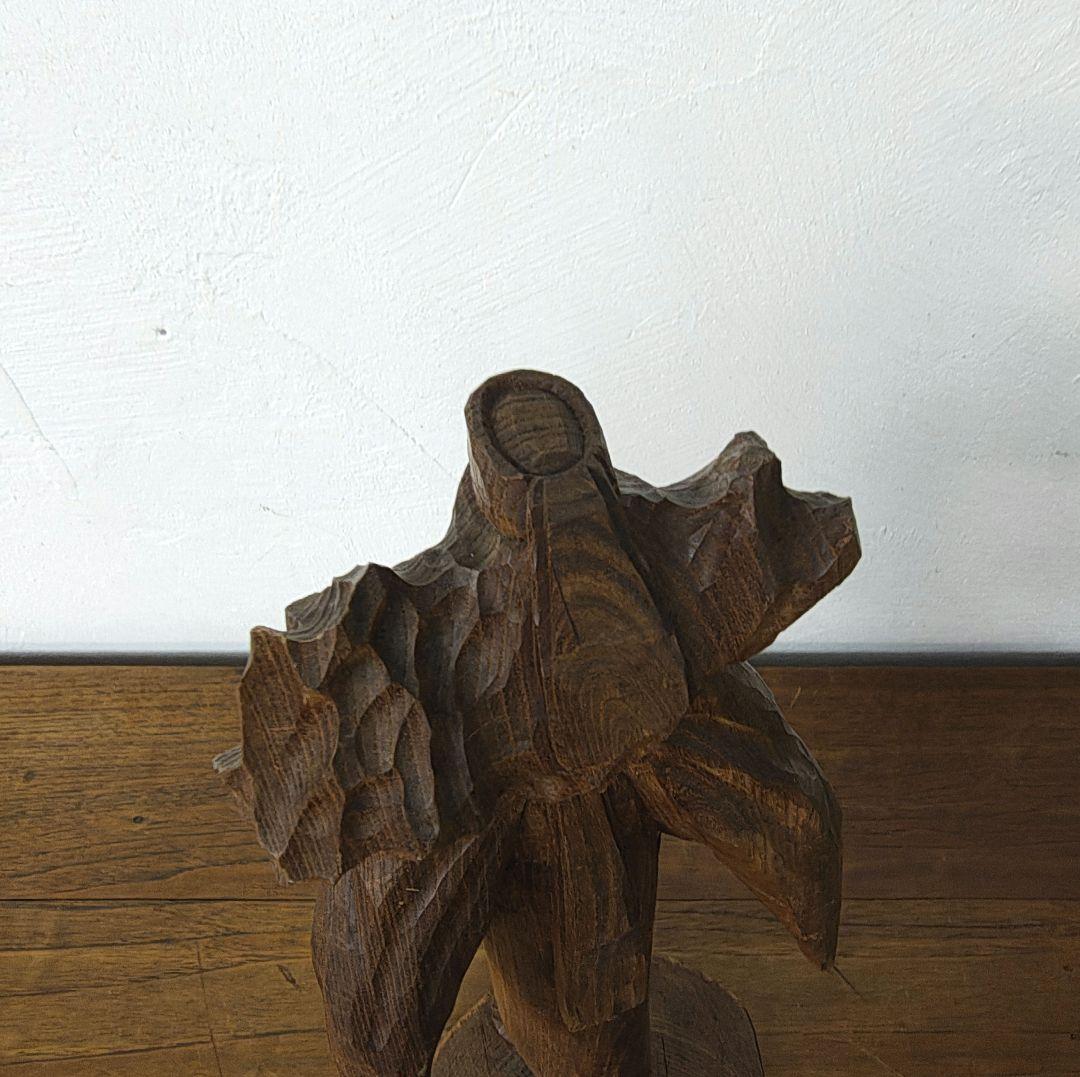 アイヌ　木彫り　彫刻　一刀彫　槐　メノコ