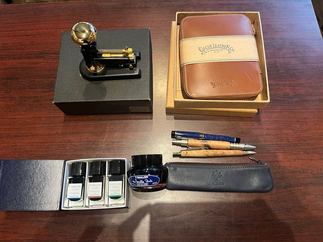 文具　まとめて　万年筆・インク・スタンプ・ペンケースセット
