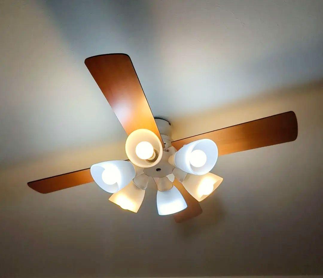 LOWYA シーリングファンライト 6灯 ホワイト/ナチュラル